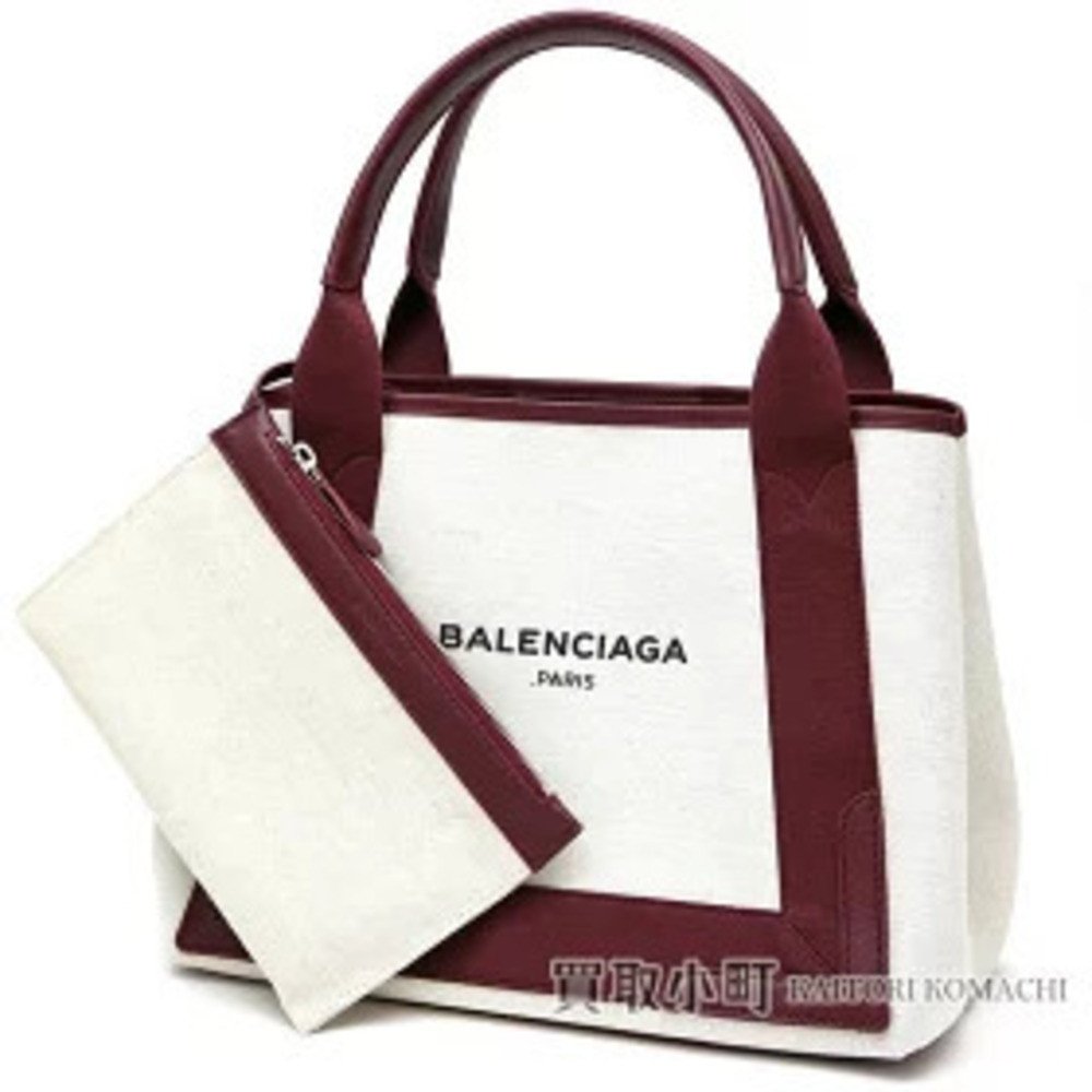 Balenciaga Navy Blue Cabas Tote Bag Canvas Bordeaux Purple Handbag E